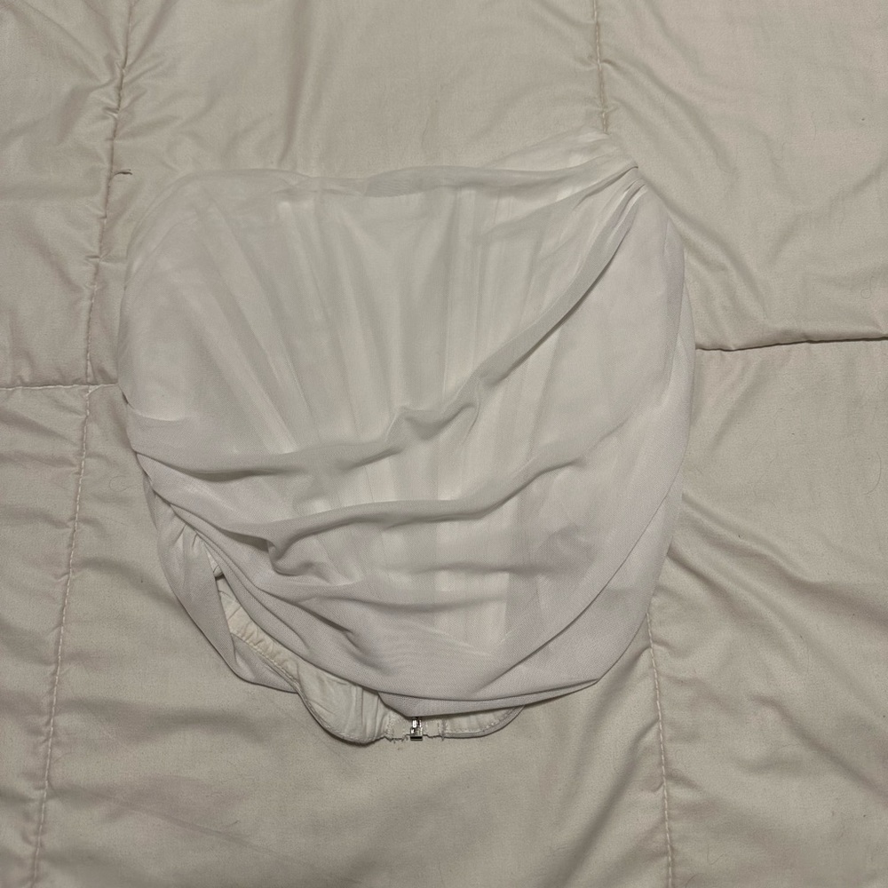 White Chiffon Corset Strapless Top